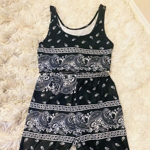 2 piece bandana biker shorts set